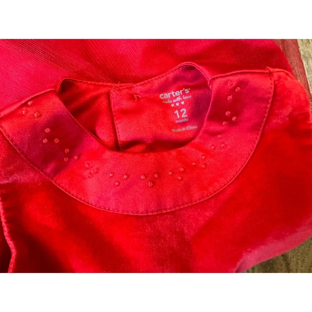 Carters Holiday Christmas‎ Dress Baby Girl 12 Months Red Sleeveless Bow Outfit
